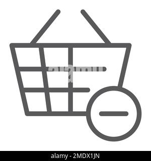 Remove from bucket line icon, shopping and commerce, basket sign, vector graphics, a linear pattern on a white background, eps 10. Stock Vector