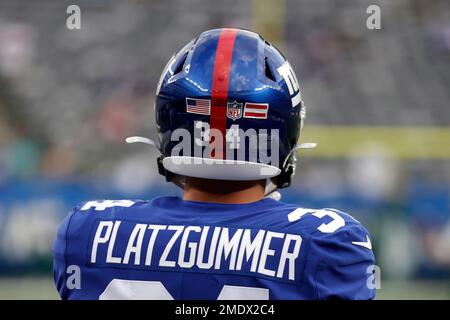 New York Giants running back Sandro Platzgummer (34) runs with the