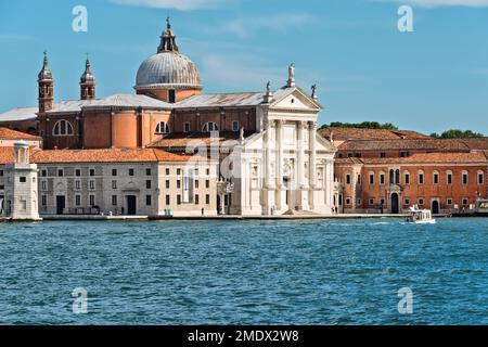 Venice, Italy - June 13, 2016: The Church of the Most Holy Redeemer, is a 16th-century Roman Catholic church located on Giudecca Island. Stock Photo