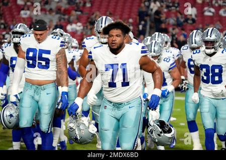 The Dallas Cowboys take the field prior to kickoff at the National