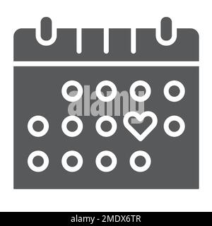 Love calendar glyph icon, romance and love, valentine date sign, vector graphics, a solid pattern on a white background, eps 10. Stock Vector