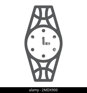 Wristwatch line icon, clock and accessory, watch sign, vector graphics, a linear pattern on a white background, eps 10. Stock Vector