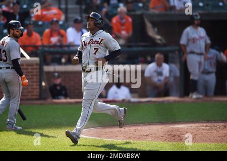 Detroit Tigers' Jeimer Candelario plays during a baseball game, Tuesday,  April 12, 2022, in Detroit. (AP Photo/Carlos Osorio Stock Photo - Alamy