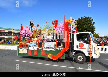 WESTMINSTER, CALIFORNIA - 22 JAN 2023: City Of Westminster dignitaries at the Tet Parade Celebrating the Year of the Cat. Stock Photo