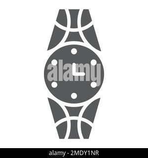 Wristwatch glyph icon, clock and accessory, watch sign, vector graphics, a solid pattern on a white background, eps 10. Stock Vector