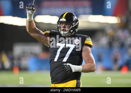 Pittsburgh Steelers offensive guard John Leglue (77) during an NFL football  practice, Thursday, July 22, 2021, in Pittsburgh. (AP Photo/Keith Srakocic  Stock Photo - Alamy