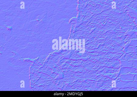 Normal map cracked wall, normal mapping Texture Stock Photo