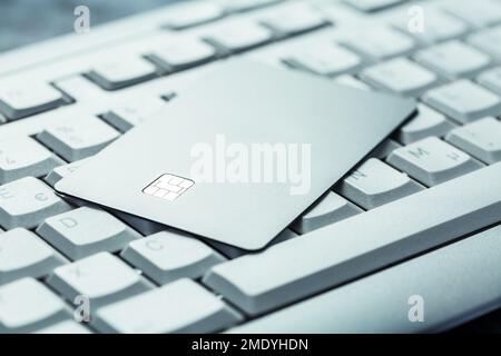 Credit card close up shot, online credit card payment for purchases from online stores and online shopping,  template mockup Stock Photo