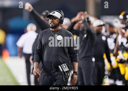 Pittsburgh Steelers head coach Mike Tomlin watches during the