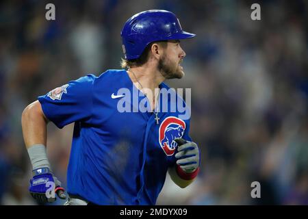 August 4 2021: Chicago Cubs third baseman Patrick Wisdom (16) claps during  the game with the