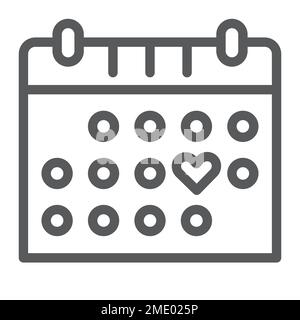Love calendar line icon, romance and love, valentine date sign, vector graphics, a linear pattern on a white background, eps 10. Stock Vector