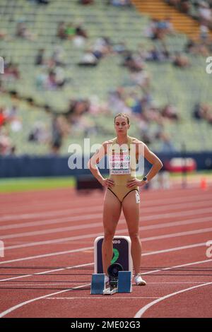 Alexandra Burghardt  participating in the 200 meters at the 2022 European Athletics Championships in Munich. Stock Photo