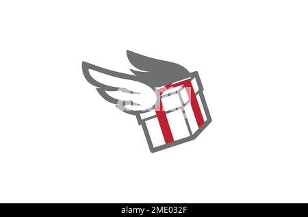 Gift box wings icon logo vector design illustration Stock Vector