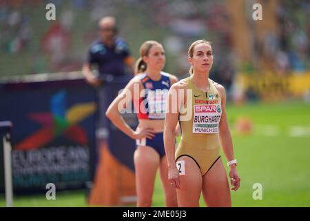 Alexandra Burghardt participating in the 200 meters at the 2022 European Athletics Championships in Munich. Stock Photo