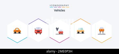 Vehicles 25 Flat icon pack including . . automobile. future. car Stock Vector