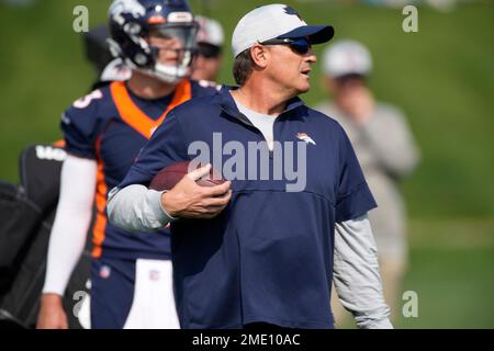 Denver Broncos quarterback Drew Lock (3) takes part in drills at an NFL  football training camp at team headquarters Wednesday, July 28, 2021, in  Englewood, Colo. (AP Photo/David Zalubowski Stock Photo - Alamy