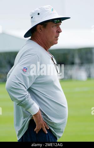 Miami Dolphins special advisor Dan Marino watches the players warm