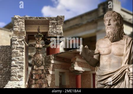 The archaeological site of Knossos, the city ruled by Minos, capital of the advanced Minoan civilization, was the commercial and religious center of t Stock Photo