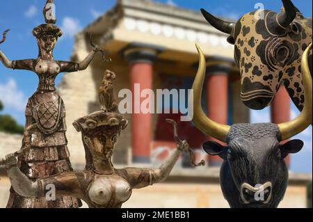 The archaeological site of Knossos, the city ruled by Minos, capital of the advanced Minoan civilization, was the commercial and religious center of t Stock Photo