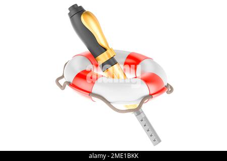 Hyaluronic pen with lifebuoy, 3D rendering isolated on white background Stock Photo