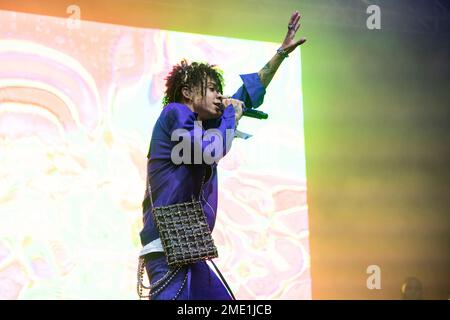 Polo G performs on day two of the Lollapalooza Music Festival on Friday,  July 30, 2021, at Grant Park in Chicago. (Photo by Amy Harris/Invision/AP  Stock Photo - Alamy