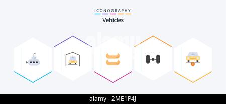 Vehicles 25 Flat icon pack including . . van. vehicles. less Stock Vector