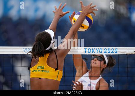 Ana Patricia Silva Ramos (BRA) celebrates during the Beach Volley
