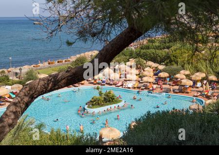 People enjoying the Poseidon Thermal Gardens, Ischia, Gulf of Naples, Campania, Italy. Stock Photo
