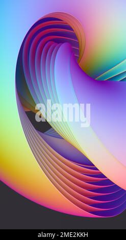 Bright simple abstract background with symmetrical swirls of shape in radiant spectrum colors Stock Photo