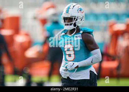 Miami Dolphins cornerback Noah Igbinoghene (23) in action against the  Seattle Seahawks during an NFL football game, Sunday, Oct. 4, 2020, in  Miami Gardens, Fla. (AP Photo/Doug Murray Stock Photo - Alamy