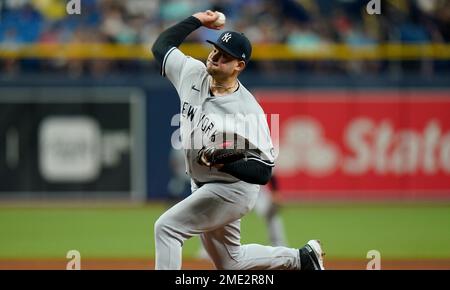 New York Yankees pitcher Sal Romano delivers a pitch to the Toronto Blue  Jays during the seventh inning of a baseball game on Thursday, Sept. 9,  2021, in New York. (AP Photo/Adam