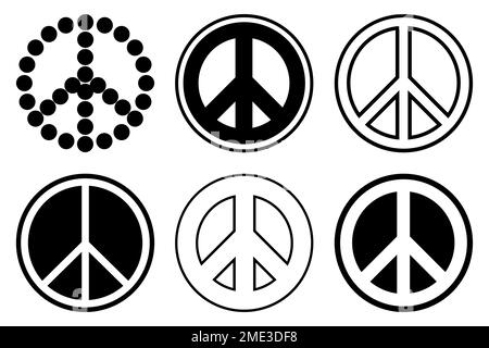 Collection of different peace signs isolated on white Stock Photo