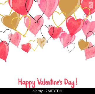 vector heart shape balloons border frame background Stock Vector Image ...