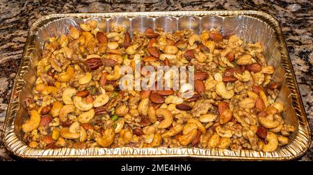Smoked spicy nuts Stock Photo