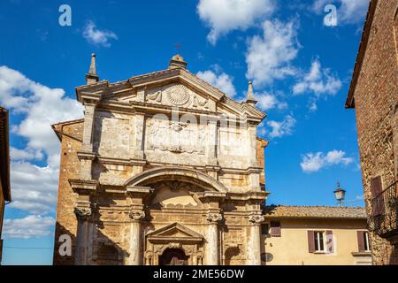 Italy, Tuscany, Montepulciano, Facade of Chiesa di Santa Lucia church Stock Photo