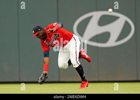 Atlanta Braves center fielder Guillermo Heredia (38) is shown against the  Washington Nationals during a baseball game Tuesday, June 1, 2021, in  Atlanta. (AP Photo/John Bazemore Stock Photo - Alamy