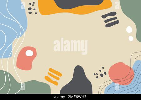Hand drawn terracotta design background vector. Hand drawn flat abstract shapes background Stock Vector