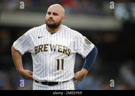 Milwaukee Brewers' Rowdy Tellez during the fourth inning of a