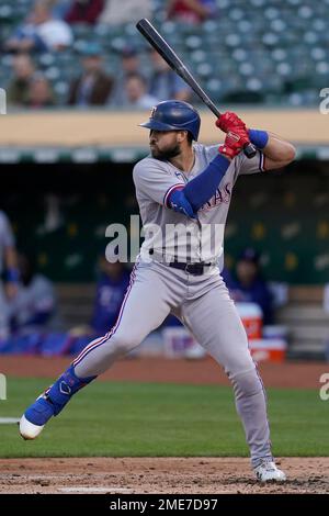 Texas Rangers' Joey Gallo is congratulated by teammates during a baseball  game against the Oakland Athletics in Oakland, Calif., Thursday, July 1,  2021. (AP Photo/Jeff Chiu Stock Photo - Alamy