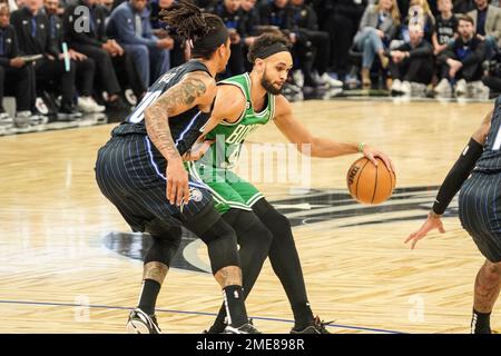 Orlando, Florida, USA, January 23, 2023, Boston Celtics guard Derrick White #9 dribles the basket forward at the Amway Center.  (Photo Credit:  Marty Jean-Louis) Credit: Marty Jean-Louis/Alamy Live News Stock Photo