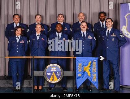 United States Air Force NCO Academy Class 22-7, B-flight at the Lankford Enlisted Professional Military Education Center, Aug. 15, 2022, on McGhee Tyson Air National Guard Base in East Tennessee. Stock Photo