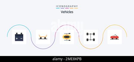 Vehicles Flat 5 Icon Pack Including . vehicles. Stock Vector
