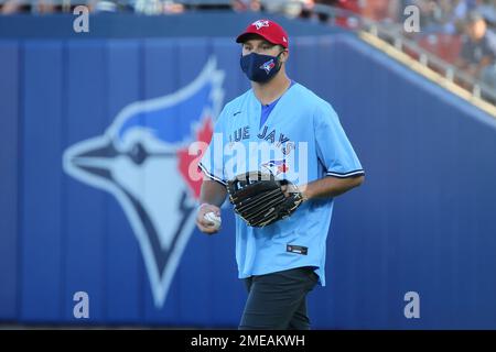 Buffalo Bills quarterback Josh Allen throws out the first pitch prior to  the first inning of a baseball game between The Toronto Blue Jays and New  York Yankees, Thursday, June 17, 2021