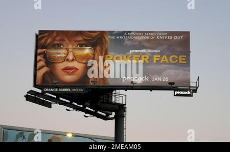 Los Angeles, California, USA 21st January 2023 A general view of atmosphere of Poker Face Billboard on January 21, 2023 in Los Angeles, California, USA. Photo by Barry King/Alamy Stock Photo Stock Photo