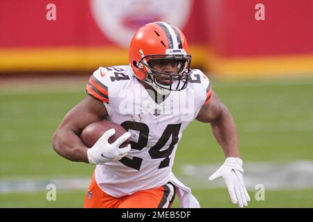 Bulldogs In The NFL - Image 34: Cleveland Browns running back Nick Chubb  (24) rushes during the second half of an NFL football game against the  Philadelphia Eagles, Sunday, Nov. 22, 2020