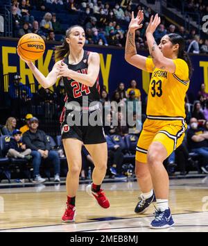 Berkeley, CA U.S. 22nd Jan, 2023. A. Utah guard Kennady McQueen (24)looks to pass the ball during the NCAA Women's Basketball game between Utah Utes and the California Golden Bears. Utah beat California 87-62 at Haas Pavilion Berkeley Calif. Thurman James/CSM/Alamy Live News Stock Photo