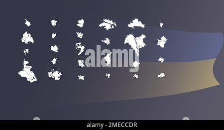 Administrative divisions of Ukraine - set of maps of the administrative centers of oblasts of Ukraine. Stock Vector