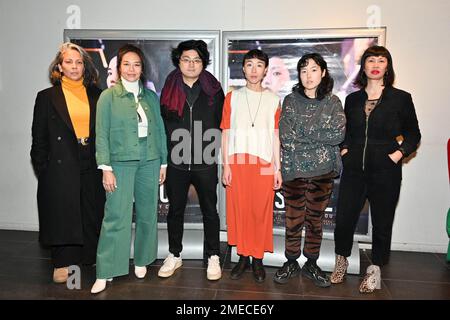 Davy Chou, director of the film, Ji-Min Park, main actress of the film, Laure Badufle, Leanna Chea, actress, Boulomsouk Svadphaiphane, director, screenwriter and Sonadie San, director, scriptwriter during the premiere of Davy Chou's Retour A Seoul (Return To Seoul) movie at the MK2 Bibliotheque on January 23, 2023 in Paris, France. Photo by Tomas Stevens/ABACAPRESS.COM Stock Photo