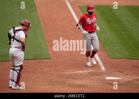 Milwaukee Brewers' Jesse Winker stands in the dugout during a baseball game  against the Cincinnati Reds in Cincinnati, Friday, June 2, 2023. (AP  Photo/Jeff Dean Stock Photo - Alamy