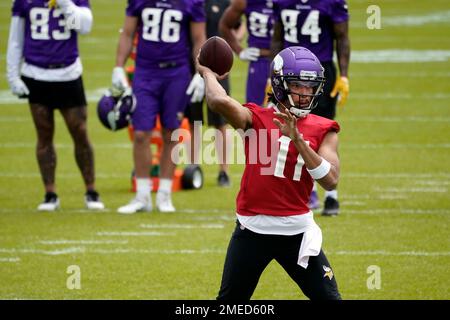 Minnesota Vikings rookies, including quarterback Kellen Mond, front right,  practice during NFL football rookie minicamp Friday, May 14, 2021, in  Eagan, Minn. (Elizabeth Flores/Star Tribune via AP Stock Photo - Alamy